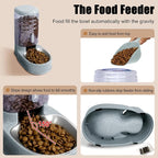 Stainless Steel Automatic Pet Feeder for Small&Medium Pets Automatic Food Feeder and Waterer Stainless Steel Bowls Set 3.8 L, Travel Supply Feeder and Water Dispenser for Dogs Cats Pets Animals