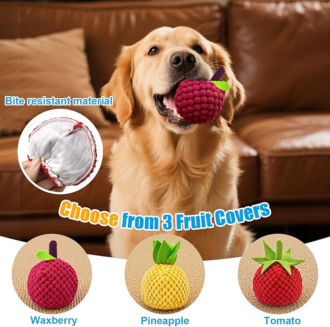 AIERSA Interactive Dog Toys, Automatic Dog Treat Ball Dispenser Toy to Keep Them Busy, Anti-Boredom Electric Moving Puzzle Dog Toys, Self-Rolling Treat Ball Toy for Small and Medium Dogs (Waxberry)