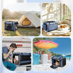 Petskd Extra Large Cat Carrier for 55LBS Pet Car Travel with Litter Box, 24"x17"x17" Soft Large Cats or Medium Dog Carrier with 5 Breathable Mesh Windows and Locking Zippers for Long Distance(Blue)