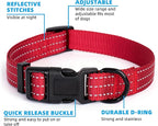 Mile High Life Dog Collar | Nylon Reflective Dog Collars | Light Weight Puppy Collars | Red Dog Collars for Small Dogs (Solid Red, X-Small)