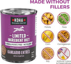 KOHA Limited Ingredient Diet Kangaroo Entrée for Dogs - Grain Free Wet Dog Food with No Fillers - Sesnsitive Stomach Kangaroo Dog Food - 13 oz Pack of 12