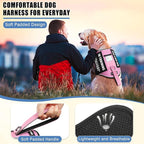 Service Dog Vest Harness+ID Tag+10 Patches,Metal Serivce Dog Tag&Reflective Emotional Support Dog Vest with Handle for Large Dogs,Easy Put On/Off for Training/Walking/Everyday Pink XL