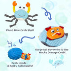 Dog Toys for Aggressive Chewers – 3-in-1 Squeaky Interactive Chew Toy with Spiky Ball for Small, Medium & Large Dog, Pet Plush Toys（Bouncing Ball Not Included）