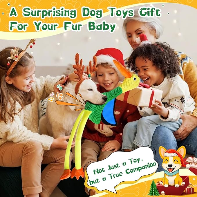 Large Squeaky Dog Toys - Plush Crinkle Dog Toy for Small, Medium, and Large Breeds - Fun for Indoor Puppies and Senior Pups Playing