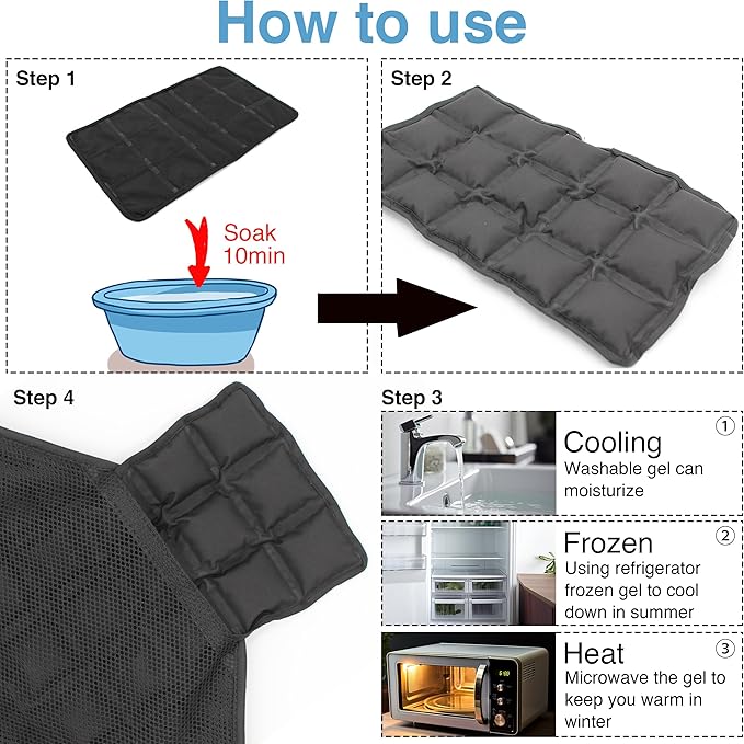 Tactical Dog Cooling Harness Vest with Gel Ice Packs, No Pull Cooling Vest for Summer, Dog Harness with Handle, Adjustable for Summer Walking Hiking Training (Brown, Medium)
