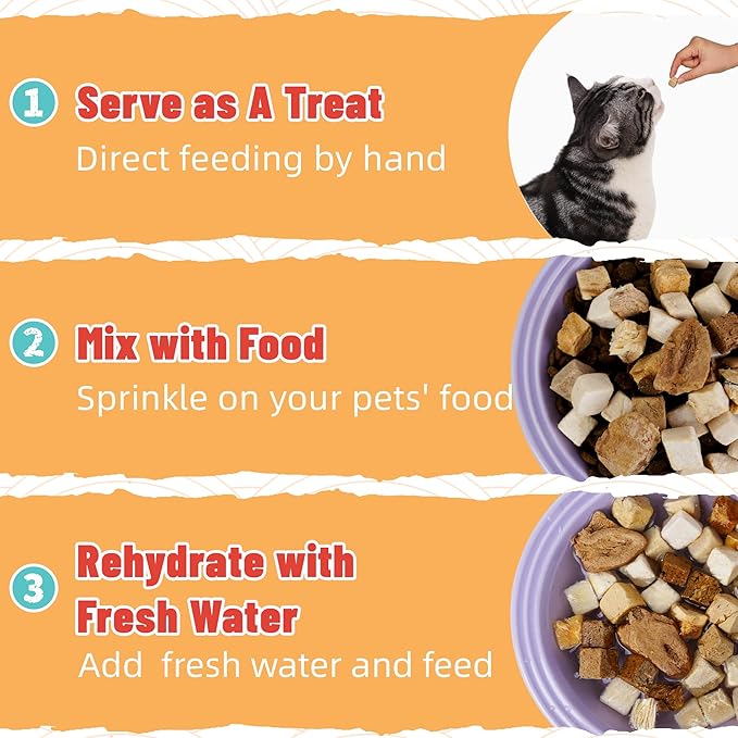 Just Try 16OZ Freeze-Dried Dog Teats Mix for Dogs & Cats - Chicken, Duck, Salmon, Cod, Liver & Heart - Grain-Free, Training & Treats