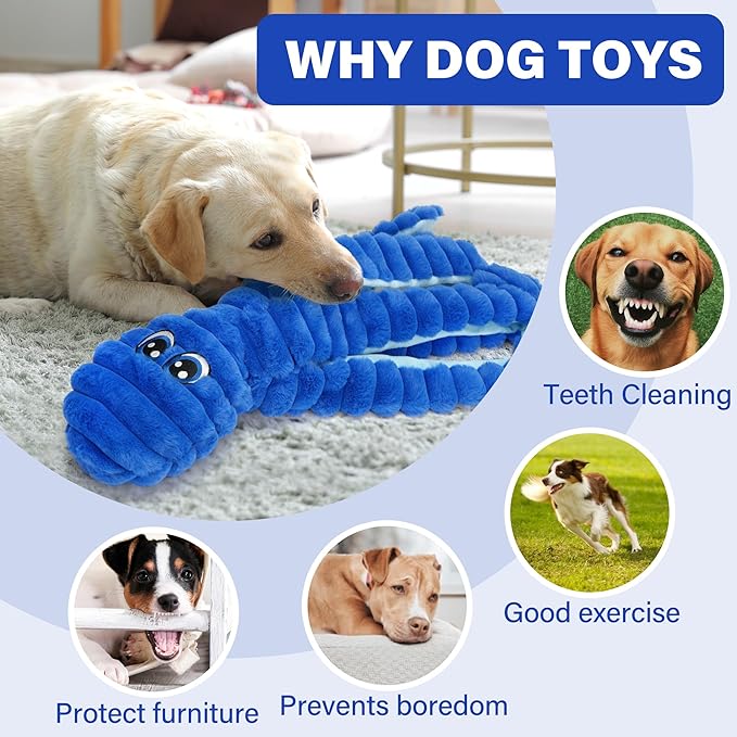 Prime Pets Squeaky Dog Toys for Large Dogs, 27” Extra Large Octopus Dog Toy to Keep Them Busy, Interactive Plush Chew Toy for Small Medium Large Dogs, Tug of War Pet Toys, Blue