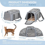 Petsfit Expandable Small Cat Carriers Dog Carrier, Airline Approved Soft-Sided Portable Washable Pet Travel Carrier with Two Extension Up to 9LB