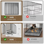 Multi-Functional Dog Crate Furniture, 37 Inch Wooden Dog Crate with Storage & 360° Rotating Bowls, Dog Kennel Furniture for Small to Large Breeds