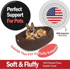 Majestic Pet 52 Inch Suede Calming Dog Bed Washable 52x35x11 (Inch) – Cozy Soft Round Donut Dog Bed with Spine Support for Dogs to Rest Their Head - Pet Bed X- Large – Chocolate (2025)