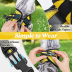 rabbitgoo Cat Harness and Leash Set for Walking Escape Proof, Adjustable Soft Kittens Vest with Reflective Strip for Cats, Comfortable Outdoor Vest, Bright Yellow, L