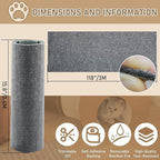 Cat Scratching Climbing Carpet Mat, Self-Adhesive Trimmable Anti Cat Scratcher Couch Furniture Protector from Cat Claws, Cat Post Covered Pad Replacement for DIY Cat Tree (Light Gray, 15.8" x 118")