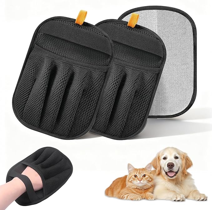 2PCS Upgraded Version Five-Finger Static pet Hair Removal Gloves, Suitable for Cats and Dogs, Reusable Hair Removal Tool, Suitable for Clothing, Sofas, Carpets, Hair Removal Gloves
