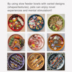 Ceramic Maze Dog Slow Feeder with Non-Slip Silicone Rim (& Bamboo Stand) – Heavy-Duty Stoneware Bowl with Puzzle Pattern for Bloating & Obesity Prevention (Raised-Red-M)