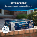 Blue Buffalo Tastefuls Wet Cat Food Paté Variety Pack, Made with Natural Ingredients, Chicken, Turkey & Chicken, Ocean Fish & Tuna Entrées, 5.5-oz Cans (24 Count, 8 of Each)