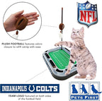 Pets First Cat Catnip Pets First Indianapolis Colts Football Field CAT Scratcher Toy with Catnip Filled Plush Football Toy&Feather Cat Toy Hanging.Jingle Bell Interactive Ball Chasing 5-in-1 Kitty Toy