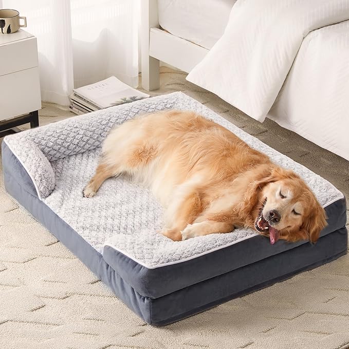 Orthopedic Dog Bed for Extra Large Dogs, Egg Crate Foam Bed for Extra Large Dogs, Equipped with Removable Waterproof Pillow Cover and Anti-Slip Bottom, Pet Bed