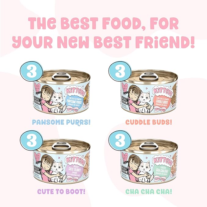 Weruva B.F.F. Kitten The Kitten Me Softly Variety Pack, 2.8oz Can, Pack of 12