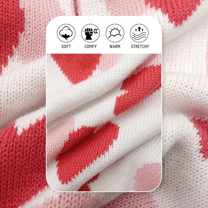 KYEESE Dog Sweater with Leash Hole Dog Sweaters Red Heart Pet Sweater,L