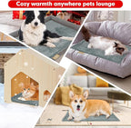 azuza Pet Heating Pad for Dogs and Cats, 6 Adjustable Temperature with Timer, Waterproof and Chew-Resistant Cord, Comfortable Fabric Dog Heating Mat, Auto Power-Off(18"x18")