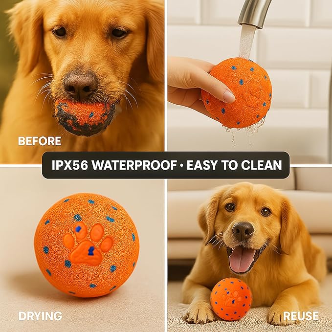 2025 Upgraded Version of Smart Interactive Dog Toy, Made of Safer and Stronger E-TPU Material, with Built-in Anti-mistouch Switch, Suitable for All Dogs to Keep Them Busy (Orange, Large)