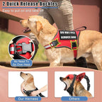 Service Dog Vest Harness+ID Tag+10 Patches,Metal Serivce Dog Tag&Reflective Emotional Support Dog Vest with Handle for Medium Dogs,Easy Put On/Off for Training/Walking/Everyday Red M