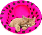 Woolygon Premium Felt Cat Cave Bed - Polka Dot Series - Wool Kitty Beds Handcrafted Kitten Caves Bed for Indoor Cats - Eco-Friendly Merino Wool, Foldable Cat Hideaway Cat Houses (Pink/Black Dots)