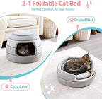 Made4Pets Cat Bed and House, 2-in-1 Foldable Cat Houses for Indoor Cats, Soft Velvet Cat Cave, Removable and Washable Cushion, Cat Condo for All-Season Comfort and Style
