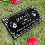 Dog Headstone,Memorial Stone,Black Granite Memorial Garden Stone Engraved with Photo,Pet Headstones Personalized Pet Memorial Stones for Dog,Cat Tombstone (Memorial Garden Stone)