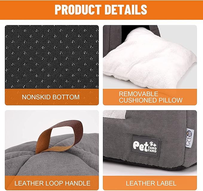 Cat Bed for Indoor Cats -Premium Pet Beds for Cats and Small Dogs, Cat Bed Cave, Comfortable Covered Cat Bed, Cat Tent, Kitten Bed, Small Animal Bed and Cat Hut with Cushioned Pillow (Medium, Grey)