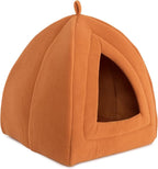 Cat House - Indoor Cat Bed with Removable Foam Cushion - Pet Tent for Kittens, Rabbits, Guinea Pigs, and Other Small Animals by PETMAKER (Brown)