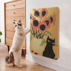 3-in-1 Sisal Cat Scratch Mat Sunflower 23.6x15.7'' Floor & Wall Cat Scratcher Pad, Protects Carpet Couch & Furniture with Sticker Tape, Anti-Slip, Durable for Indoor Outdoor Cats