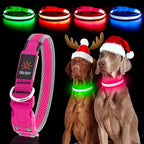 YFbrite Light up Dog Collar, USB Rechargeable LED Puppy Collar Super Bright Adjustable Glowing Dog Lights for Night Walking (Pink, Small)