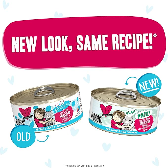 B.F.F. Play - Best Feline Friend Paté Lovers, Aw Yeah!, Duck & Tuna Trickster with Duck & Tuna, 5.5oz Can (Pack of 8)