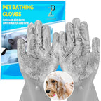 Pet Grooming Gloves - High-Density Silicone Gloves with Enhanced Five Finger Design for Massaging and Bathing Dogs and Cats (Grey)