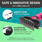 Maxpower Planet Hair Brush - Double Sided Shedding, Dematting Undercoat Rake for Dogs, Cats - Extra Wide Dog Grooming Brush, Pink