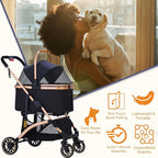 Pet Stroller for Small Medium Dogs, Lightweight Small Dog Stroller for Dogs Cats with 6 Shock Absorption System, Detachable Carrier Suitable for Car Seat & Hand Carry, Safe Outings