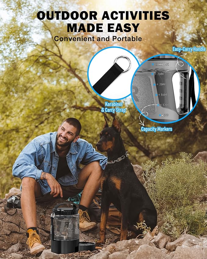 lesotc 95OZ Large Dog Water Bottle,Portable Travel Water Bowl for Dogs Camping Hiking Traveling Beach Park Accessories,Dog Water Bowl Dispenser with Pull-Out Drinking Bowls,Leak Proof Pet Water Bottle