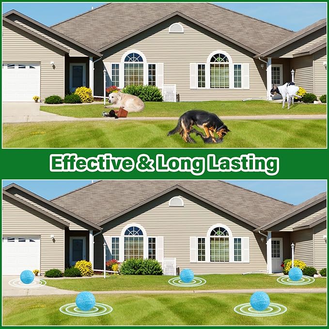 Dog Repellent for Yard, 36 Pcs Natural Peppermint Oil Dog Cat Deterrent Ball Outdoor Indoor Preventing Dogs from Peeing Scratch and Chew, Keep Dogs Out of Lawn Garden, Blue