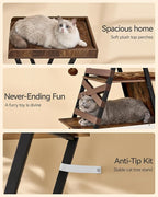 FourFurPets 72.4" Modern Cat Tower for Indoor Cats - Multi-Level Condo With Caves, Tall Tree With Scratching Board, Wooden Tower With Large Perch, Removable Pads, Rustic Brown