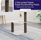 Catry Nirvana 3-Level Kitten Tree with Plush Perch, Soft Hammock, and Paper Rope Scratching Posts, Minimalist Cat Furniture for Climbing, Scratching & Resting, Ideal for Kittens & Small Cats, Beige