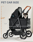 Medium Dog Stroller for Large Dogs, pet Stroller for Medium Dogs Up to 66lbs, All-Terrain with Adjustable Handle & Canopy, Sun Shades, Storage Organizer, Waterproof Oxford Fiber