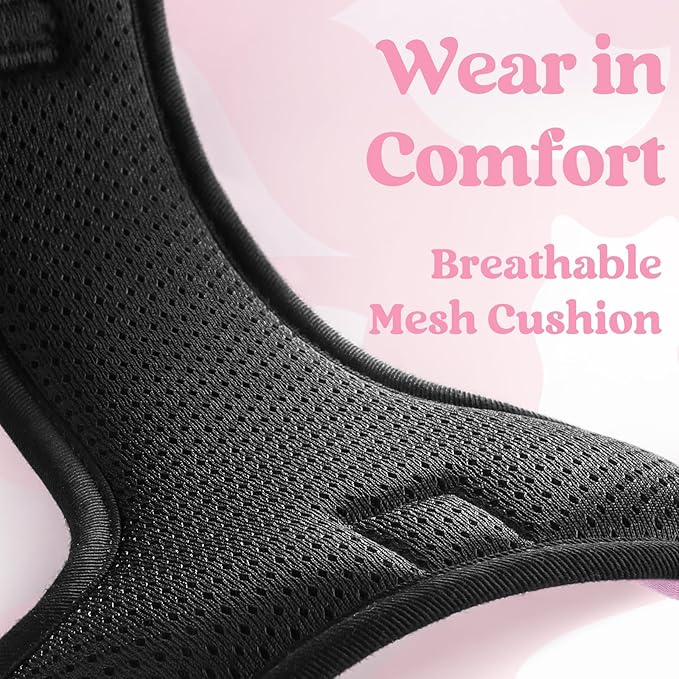 rabbitgoo Dog Harness Medium Sized, No Pull Pet Harness with 3 Buckles, Adjustable Soft Padded Vest with Control Handle, Walking Reflective Pet Vest for Medium Dogs, Pink, M