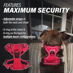 Doggie Design Venture Paw No Pull Dog Harness - Simple Adjustable Puppy Harness - Anti Pull Dog Collar for Walks and Outdoor Adventures - Crimson, S
