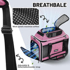 Top-Expandable Cat Carrier 18x11x11, United Delta American Airline Approved Dog Travel Carrier, Soft-Sided Pet Carry Bag Under-Seat in Cabin, Puppy Airplane Crate TSA Plane Kitten Cage Pink