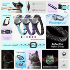 Waterproof Airtag Cat Collar, Breakaway Cat Airtag Collar with Luminous & Reflective Fish Pattern, Lightweight Kitten Collars for Apple Air tag, Hidden GPS Tracker Holder for Cats, Kittens(9-13")