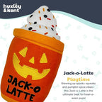 Huxley & Kent Halloween Funny Dog Toy w/Squeaker – Power Plush Squeaky Dog Toys for Small, Medium & Large Dogs – Soft Stuffed Animal for Indoor Play & Fetch - Jack-O-Latte, One Size