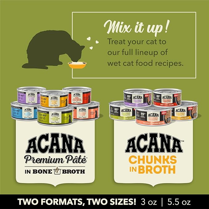 ACANA Chunks in Broth Wet Cat Food Salmon & Chicken Recipe 3oz Cans (12 Count)