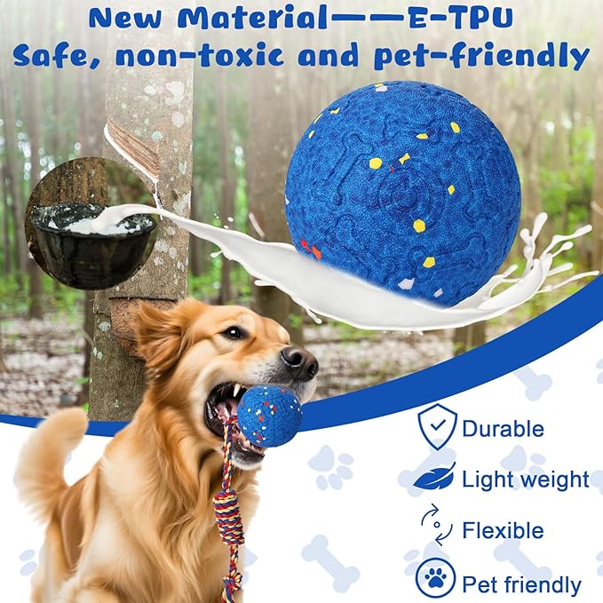 BABORUI Interactive Dog Toys Ball with Rope Tail, E-TPU Automatic Interactive Dog Toys for Aggressive Chewers, Indestructible Dogs Ball for Small/Medium/Large Dogs Indoor/Outdoor to Keep Them Busy
