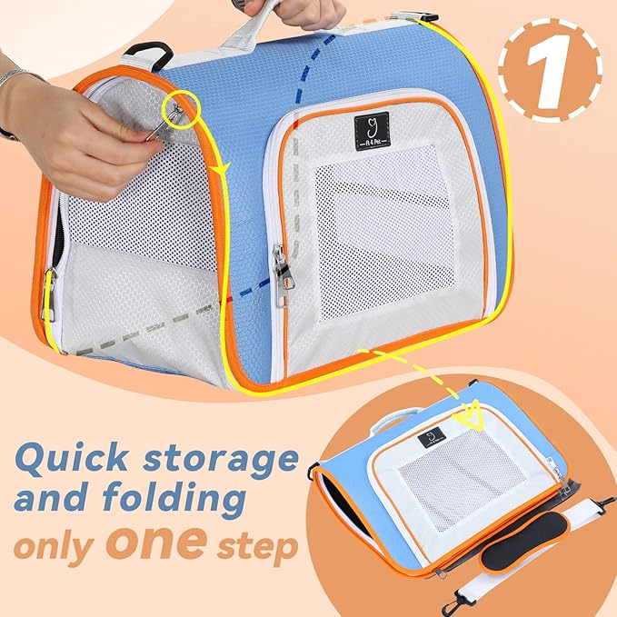 A4Pet Airline Approved Cat Carrier for Under 18 lbs, Soft-Sided Puppy Carrier Blue, 16.9 x 10.2 x 11, Medium